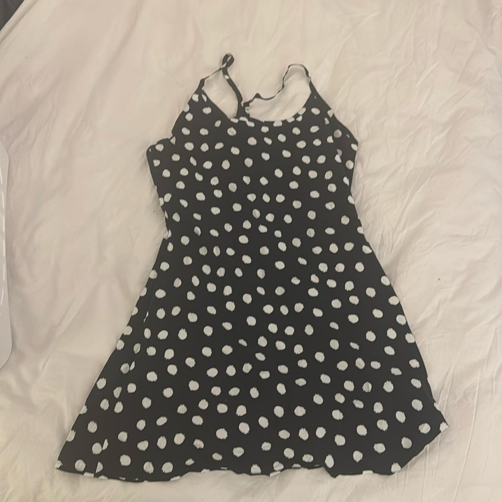 OUTDOOR VOICES (OV) The Exercise Dress, Black and White Polka Dot - SIZE MEDIUM